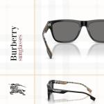 BURBERRY BE4293 377381 56M Black/Polarized Grey Square Sunglasses For Men