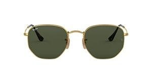 Ray-Ban Hexagonal Flat Lens Sunglasses, Gold/G-15 Green