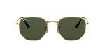 Ray-Ban Hexagonal Flat Lens Sunglasses, Gold/G-15 Green