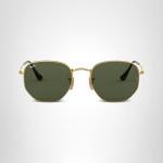 Ray-Ban Hexagonal Flat Lens Sunglasses, Gold/G-15 Green