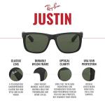 Ray-Ban RB4165 Justin Sunglasses, Black/Dark Green, 55mm