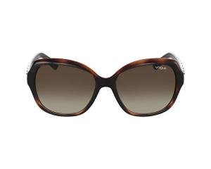 Vogue Women's Square Sunglasses, Striped Havana, Brown Gradient