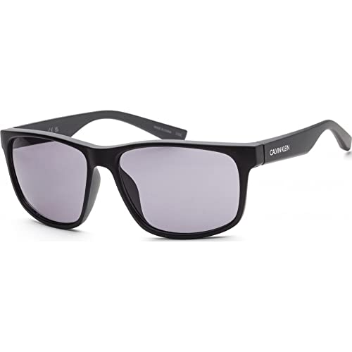 Calvin Klein Men's Rectangular Sunglasses, Matte Black/Grey