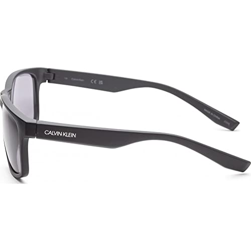 Calvin Klein Men's Rectangular Sunglasses, Matte Black/Grey