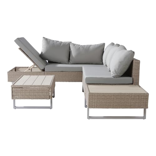 Merax 5-Seater Rattan Garden Sofa Set, Industrial Style