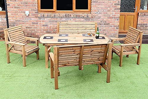 6ft Wooden Patio Garden Set with 2 Benches & Chairs