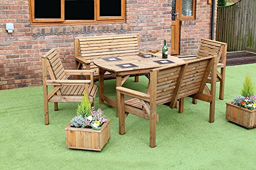 6ft Wooden Patio Garden Set with 2 Benches & Chairs