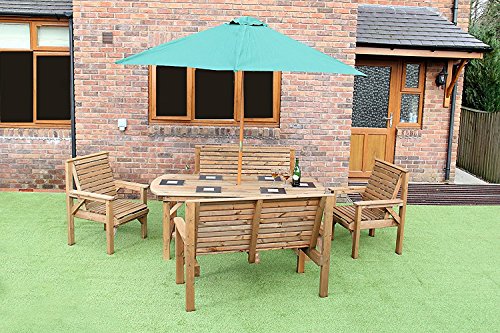 6ft Wooden Patio Garden Set with 2 Benches & Chairs