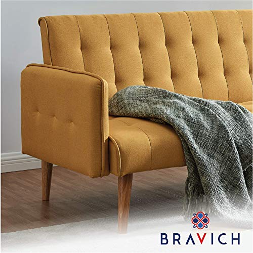 Gold Linen Fabric Sofa Bed, Space-Saving Furniture