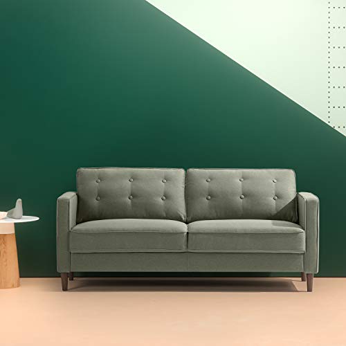 Pear Green Mid-Century 3-Seater Sofa with Button Tufted