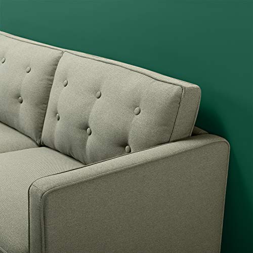 Pear Green Mid-Century 3-Seater Sofa with Button Tufted