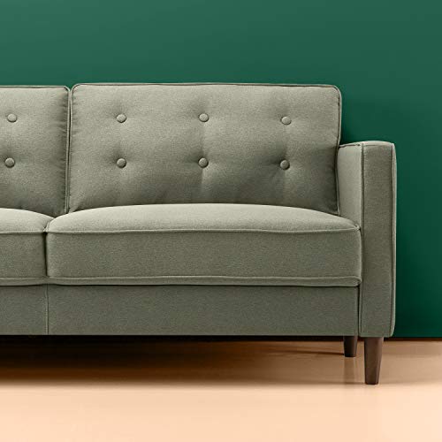 Pear Green Mid-Century 3-Seater Sofa with Button Tufted