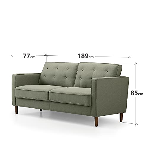 Pear Green Mid-Century 3-Seater Sofa with Button Tufted