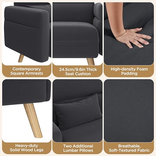 Modern Fabric Loveseat Sofa Settee with Tapered Legs