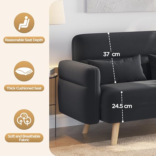 Modern Fabric Loveseat Sofa Settee with Tapered Legs
