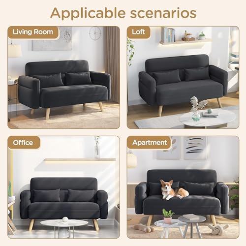 Modern Fabric Loveseat Sofa Settee with Tapered Legs