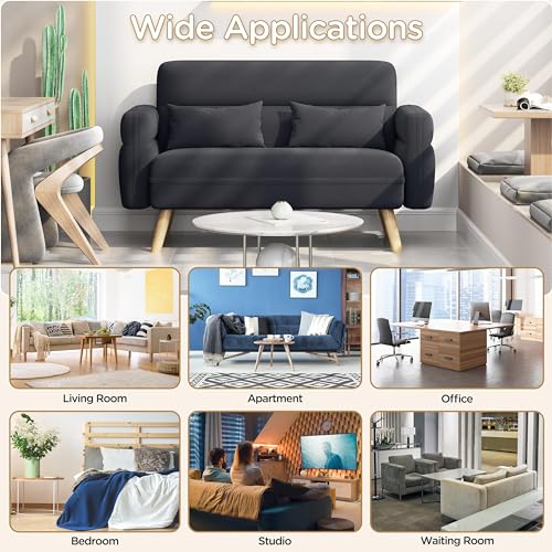 Modern Fabric Loveseat Sofa Settee with Tapered Legs