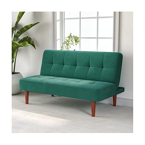 INMOZATA Green Linen 2 Seater Sofa Bed Settee