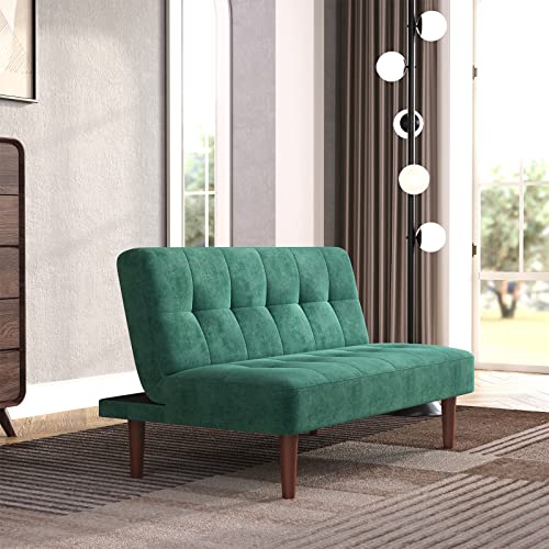 INMOZATA Green Linen 2 Seater Sofa Bed Settee