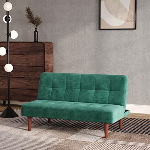INMOZATA Green Linen 2 Seater Sofa Bed Settee