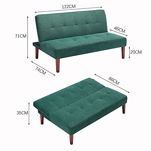 INMOZATA Green Linen 2 Seater Sofa Bed Settee