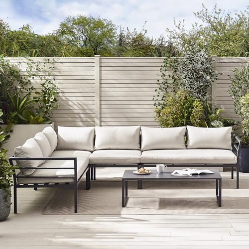 Modern Montenegro Grey Metal 6 Seat Outdoor Sofa