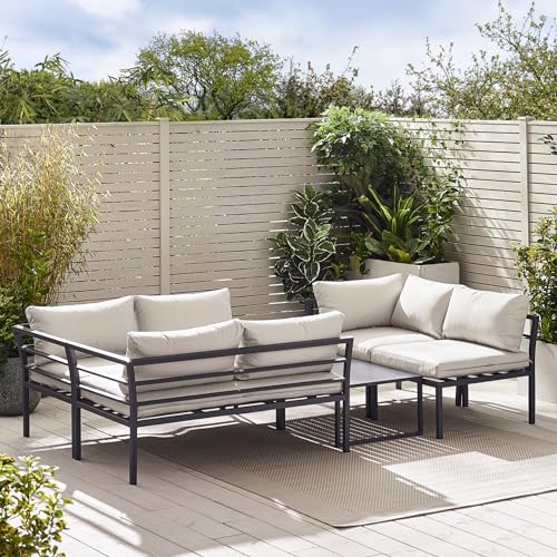 Modern Montenegro Grey Metal 6 Seat Outdoor Sofa