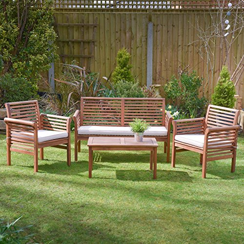 Hardwood Garden Sofa Armchair with Cushion Set
