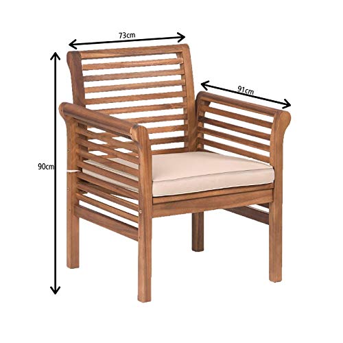 Hardwood Garden Sofa Armchair with Cushion Set