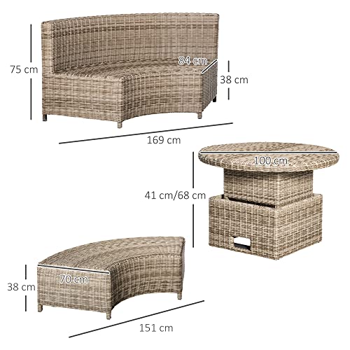 Outsunny 5 Piece Outdoor Rattan Patio Daybed Set