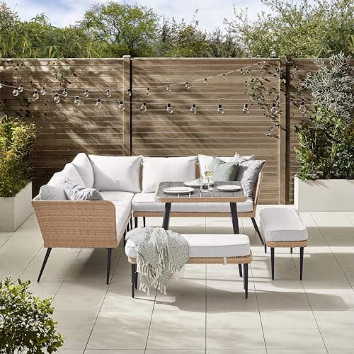 Seychelles Beige Outdoor Patio Sofa Set with Benches