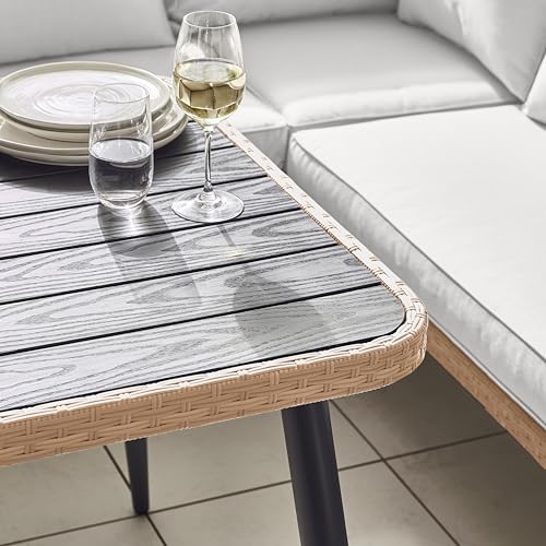 Seychelles Beige Outdoor Patio Sofa Set with Benches