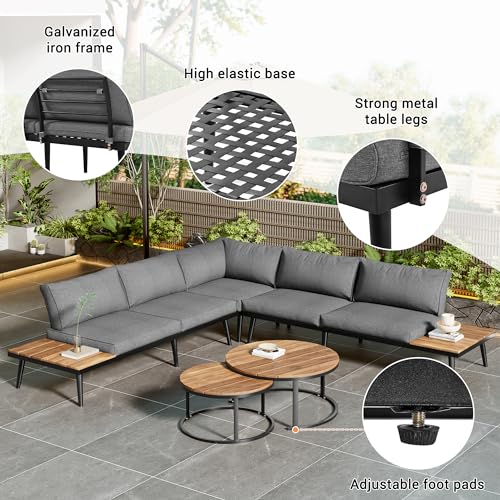 Modern Garden Dining Set for 5-6, Grey Color
