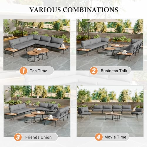 Modern Garden Dining Set for 5-6, Grey Color