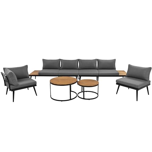 Modern Garden Dining Set for 5-6, Grey Color