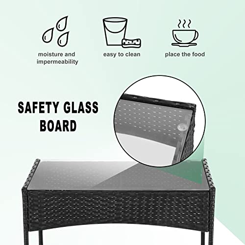 4-Piece Rattan Garden Furniture Set with Table, Sofa