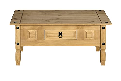 Solid Pine Wood Corona Coffee Table with Drawer