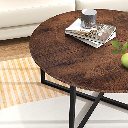 Round Coffee Table with Metal Legs for Living Room