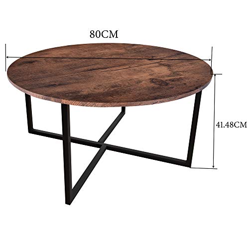 Round Coffee Table with Metal Legs for Living Room
