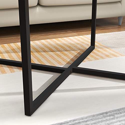 Round Coffee Table with Metal Legs for Living Room