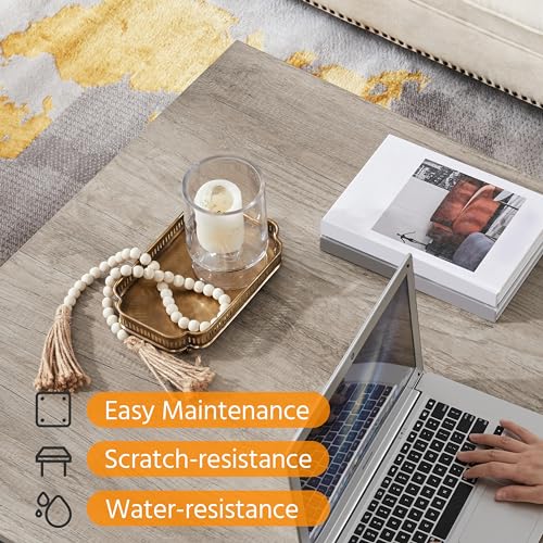 Grey Square Coffee Table with Storage Shelf, 80x80cm