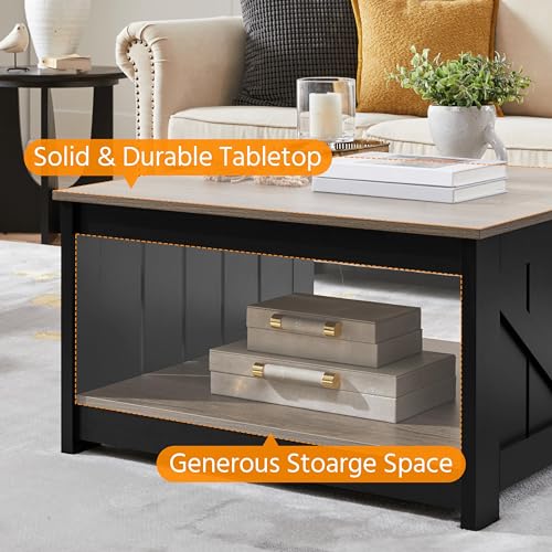 Grey Square Coffee Table with Storage Shelf, 80x80cm