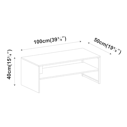 URBNLIVING Wooden Coffee Table with Steel Frame and Shelf