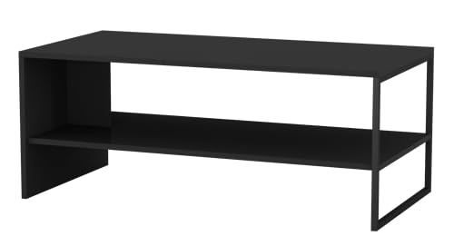 URBNLIVING Wooden Coffee Table with Steel Frame and Shelf