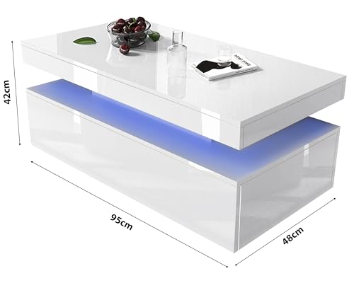White High Gloss Coffee Table with LED Lights