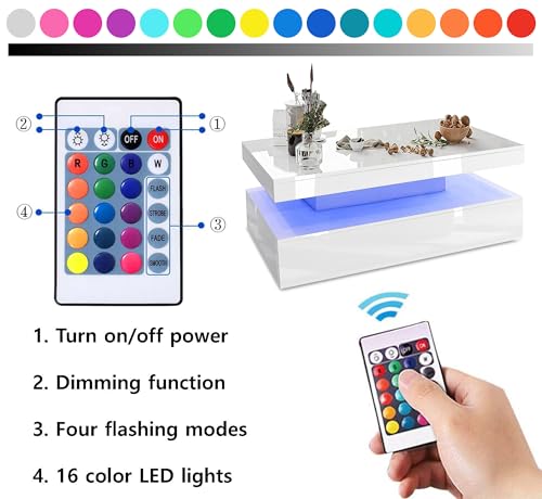 White High Gloss Coffee Table with LED Lights