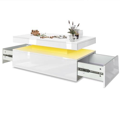 White High Gloss Coffee Table with LED Lights