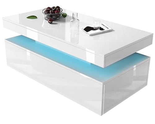 White High Gloss Coffee Table with LED Lights