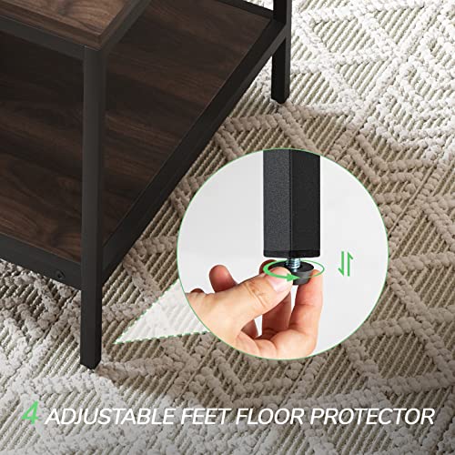 Modern Industrial 2 Tier Coffee Table with Storage Shelf