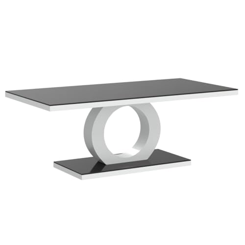 Modern Black & White Glass Coffee Table for Living Room